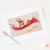 レトロヴィンテージクリスマスサンタ 長方形シール (封筒)