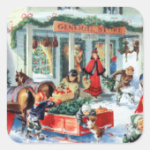 レトロヴィンテージクリスマスショッピング スクエアシール (正面)