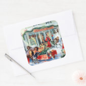 レトロヴィンテージクリスマスショッピング スクエアシール (封筒)