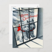 レトロヴィンテージクリスマススコッティドッグ シーズンポストカード (正面/裏面)