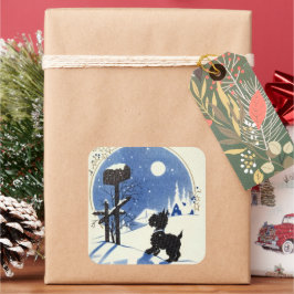 レトロヴィンテージクリスマススコッティドッグ スクエアシール