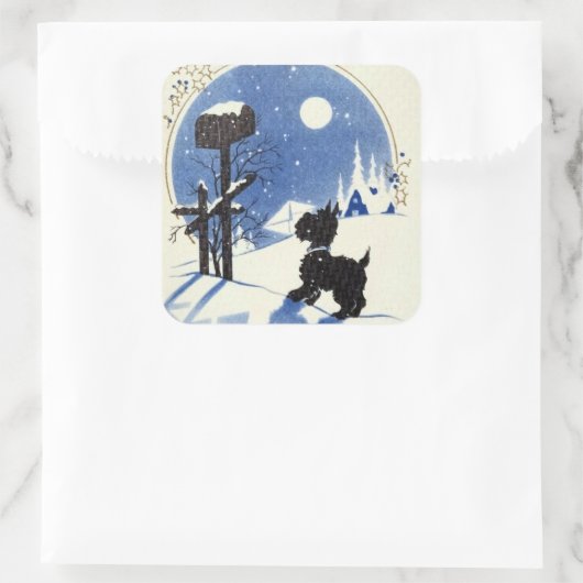 レトロヴィンテージクリスマススコッティドッグ スクエアシール (バッグ)