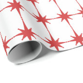 レトロヴィンテージクリスマススター赤と白ズ ラッピングペーパー (ロールコーナー)