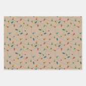 レトロヴィンテージクリスマスストリングライトオンクラフト ラッピングペーパーシート (正面2)