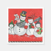 レトロヴィンテージクリスマススノーファミリーホリデーパーティー スタンダードカクテルナプキン (正面)