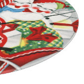 レトロヴィンテージクリスマススノーファミリーホリデー カッティングボード (角)