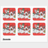 レトロヴィンテージクリスマススノーファミリー スクエアシール (シート)