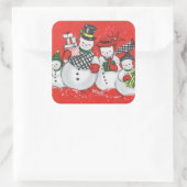レトロヴィンテージクリスマススノーファミリー スクエアシール (バッグ)