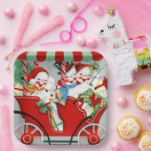 レトロヴィンテージクリスマススノーファミリー ペーパープレート (パーティー)