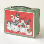 レトロヴィンテージクリスマススノーファミリー メタルランチボックス (裏面)