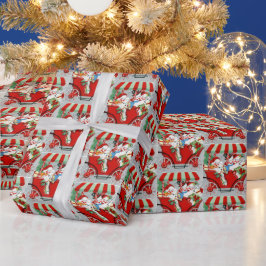 レトロヴィンテージクリスマススノーファミリー ラッピングペーパー