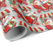 レトロヴィンテージクリスマススノーファミリー ラッピングペーパー (ロールコーナー)