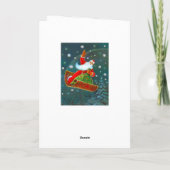 レトロヴィンテージクリスマスタイムサンタズ魔法カーペット シーズンカード (裏面)