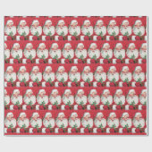 レトロヴィンテージクリスマスタイルのサンタパーティー ラッピングペーパー (フラット)