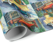 レトロヴィンテージクリスマスタウンパーティーラップ ラッピングペーパー (ロールコーナー)