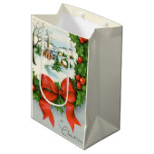 レトロヴィンテージクリスマスタウンホリデイ ミディアムペーパーバッグ (正面アングル)