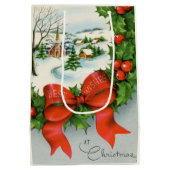 レトロヴィンテージクリスマスタウンホリデイ ミディアムペーパーバッグ (裏面)