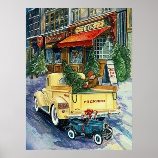 レトロヴィンテージクリスマスタウンホリデーポスター ポスター (正面)