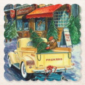 レトロヴィンテージクリスマスタウン ペーパーコースター (正面)