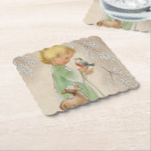 レトロヴィンテージクリスマスチャイルドパーティーコースター ペーパーコースター (アングル)