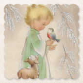 レトロヴィンテージクリスマスチャイルドパーティーコースター ペーパーコースター (正面)