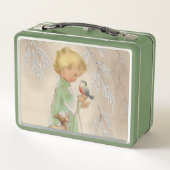 レトロヴィンテージクリスマスチャイルドホリデー メタルランチボックス (裏面)