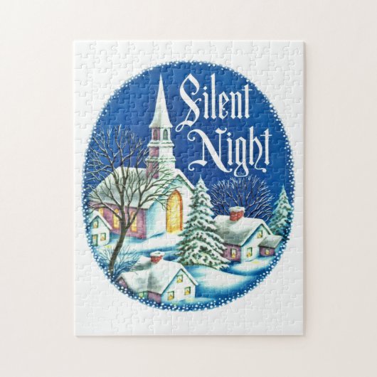 レトロヴィンテージクリスマスチャーチシーンホリデイ ジグソーパズル (縦)