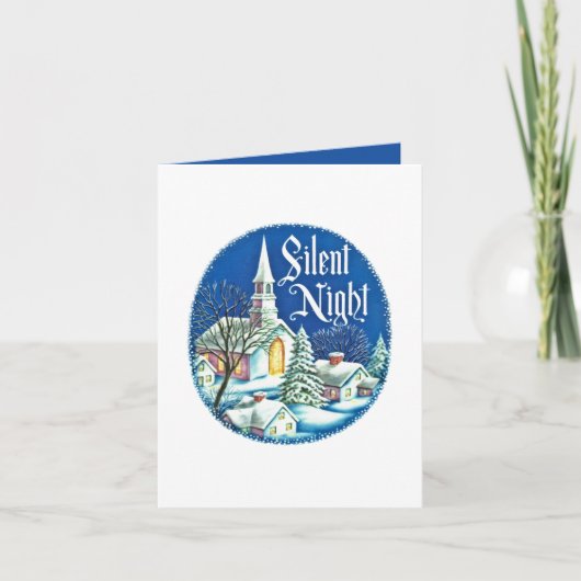 レトロヴィンテージクリスマスチャーチホリデイ カード (正面)