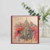 レトロヴィンテージクリスマスツリーの願い シーズンカード (スタンド正面)