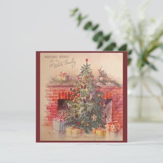 レトロヴィンテージクリスマスツリーの願い シーズンカード (スタンド正面)