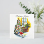 レトロヴィンテージクリスマスツリーウィズホリデーカード シーズンカード (スタンド正面)