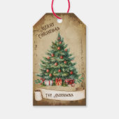 レトロヴィンテージクリスマスツリーメリークリスマス ギフトタグ (正面)