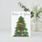 レトロヴィンテージクリスマスツリー シーズンポストカード (スタンド正面)