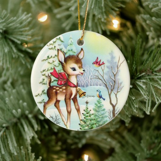 レトロヴィンテージクリスマスディアホリデイ セラミックオーナメント (ツリー)
