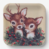 レトロヴィンテージクリスマスディアホリデイ ペーパープレート (正面)