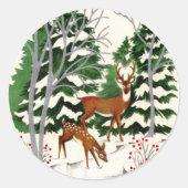 レトロヴィンテージクリスマスディアホリデイ ラウンドシール (正面)
