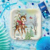 レトロヴィンテージクリスマスディアホリデーパーティー ペーパープレート (パーティー)