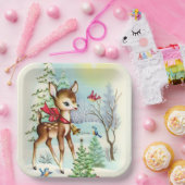 レトロヴィンテージクリスマスディアホリデーパーティー ペーパープレート (パーティー)