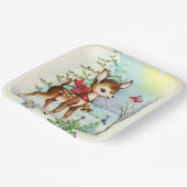 レトロヴィンテージクリスマスディアホリデーパーティー ペーパープレート (傾斜あり)