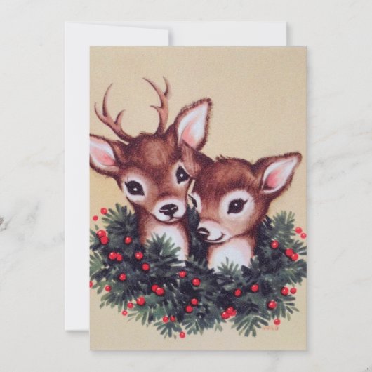 レトロヴィンテージクリスマスディアー シーズンカード (正面)