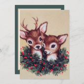 レトロヴィンテージクリスマスディアー シーズンカード (正面/裏面)