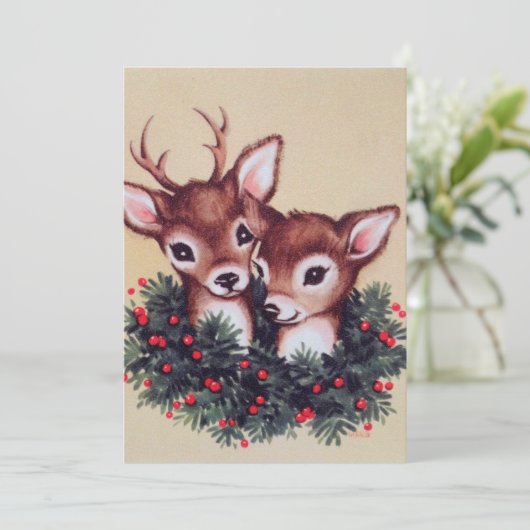 レトロヴィンテージクリスマスディアー シーズンカード (スタンド正面)