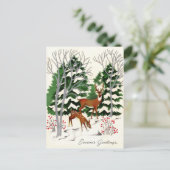 レトロヴィンテージクリスマスディアー シーズンポストカード (スタンド正面)