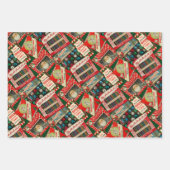 レトロヴィンテージクリスマスデコレーションコラージュ ラッピングペーパーシート (正面2)