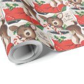 レトロヴィンテージクリスマストインデナーとストッキング ラッピングペーパー (ロールコーナー)