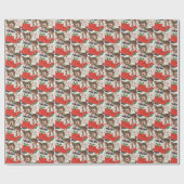 レトロヴィンテージクリスマストインデナーとストッキング ラッピングペーパー (フラット)