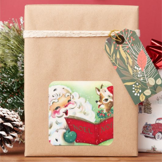 レトロヴィンテージクリスマストインデナーサンタ スクエアシール (クリスマス)