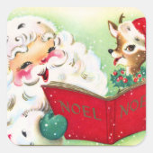 レトロヴィンテージクリスマストインデナーサンタ スクエアシール (正面)