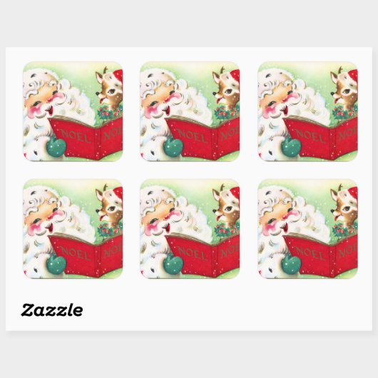 レトロヴィンテージクリスマストインデナーサンタ スクエアシール (シート)