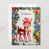 レトロヴィンテージクリスマストインデナーハガキ シーズンポストカード (正面/裏面)